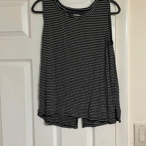 Black and white striped tank top. Open back